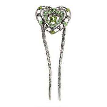 Karen Marie - Double Heart Metal Hairstick - Green & Green AB (1)