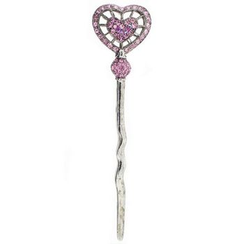 Karen Marie - Ornate Metal Hairstick - Pink & Pink AB (1)