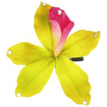 Karin's Garden - Vanda Orchid w/Crystal - Salon Clip - Lime (1)