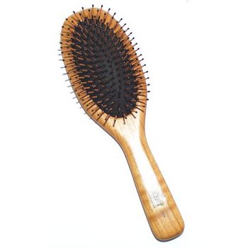 Kent - Oval Rubber Cushion Brush - Cherrywood Nylon Quills