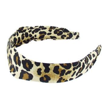 L. Erickson USA - 1 1/2inch Scarf Headband - 100% Silk Charmeuse - Golden Leopard