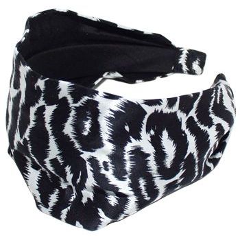 L. Erickson USA - 3inch Scarf Headband - 100% Silk Charmeuse - Black Leopard