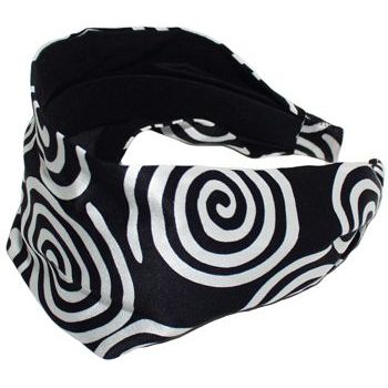 L. Erickson USA - 3inch Scarf Headband - 100% Silk Charmeuse - Black & White Swirl