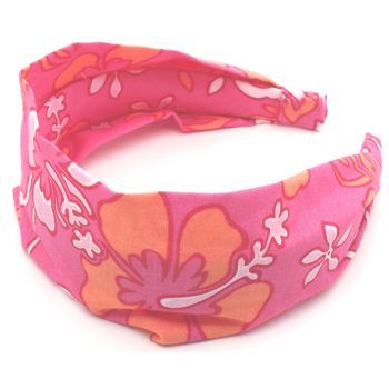 L. Erickson USA - 3inch 100% Cotton Scarf Headband - Fiji Flower - Pink