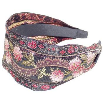 L. Erickson USA - Ribbon Scarf Headband - Scallop Flower Black