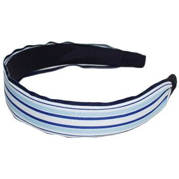 L. Erickson USA - 1 1/2inch Ribbon Scarf Headband - Harvard Stripe Blue