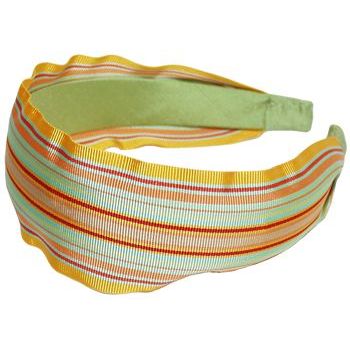 L. Erickson USA - 2inch Ribbon Scarf Headband - Preppy  Stripe Yellow