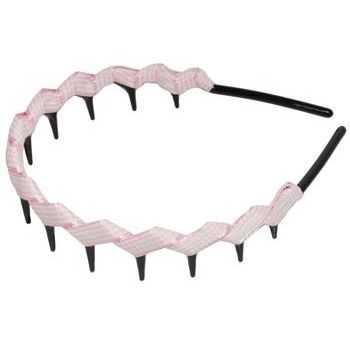 L. Erickson USA - Zig Zag Covered Headband - Pink Gingham