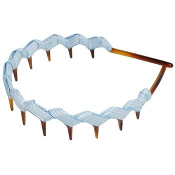 L. Erickson USA - Zig Zag Covered Headband - Blue Gingham