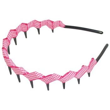 L. Erickson USA - Zig Zag Covered Headband - Fuschia Gingham