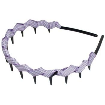 L. Erickson USA - Zig Zag Covered Headband - Lavendar Gingham