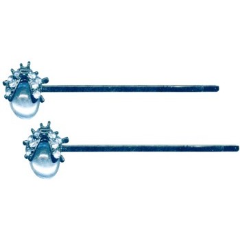 HB HairJewels - Crystal & Acrylic Ladybug Black Metal Hairpins - Sapphire Blue (2)