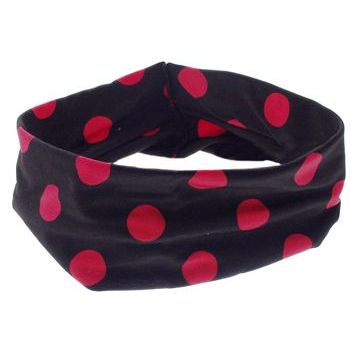 Karen Marie - Polka Dot Bandeau - Black w/Red Licorice Dots (1)