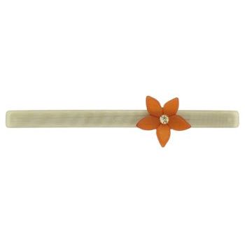 Laurent Olivier - Long & Skinny Barrette w/Flower - Khaki/Orange (1)