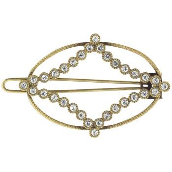 Linda Levinson - Oval Star Brooch Hairclip - Gold w/Swarovski Crystals (1)