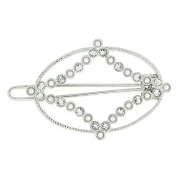 Linda Levinson - Oval Star Brooch Hairclip - Silver w/Swarovski Crystals & Pearls (1)