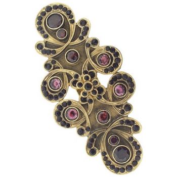 Linda Levinson - Art Deco Barrette - Gold w/Garnet Swarovski (1)