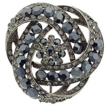 Karen Marie -  Vintage Crystal Infinity Knot Brooch - Smoke (1)