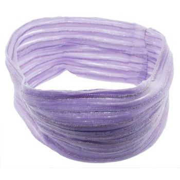 HB HairJewels - Lucy Collection - Silky Shimmer Bandeau Headband - Lavender w/Gold Thread Accent (1)