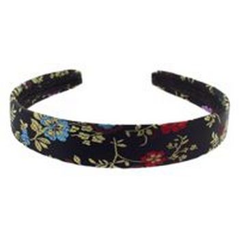 HB HairJewels - Lucy Collection - Small Oriental Satin Headband - Black - 7/8inch