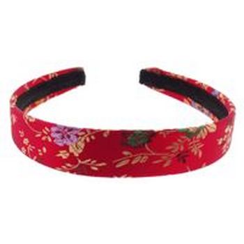 HB HairJewels - Lucy Collection - Small Oriental Satin Headband - Red - 7/8inch