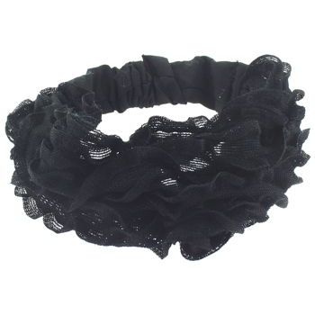 HB HairJewels - Lucy Collection - Ruffle Headwrap - Midnight Black (1)