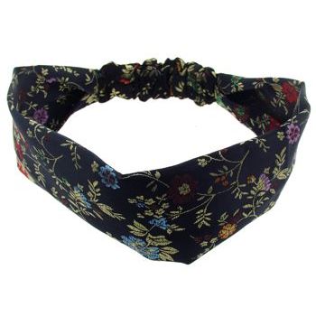 HB HairJewels - Lucy Collection - Soft Oriental Satin Like Headband - Black - 2 3/8inch