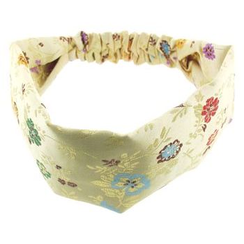 HB HairJewels - Lucy Collection - Soft Oriental Satin Like Headband - Golden Cream - 2 3/8inch