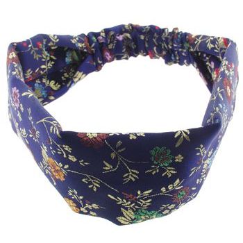 HB HairJewels - Lucy Collection - Soft Oriental Satin Like Headband - Navy Blue - 2 3/8inch