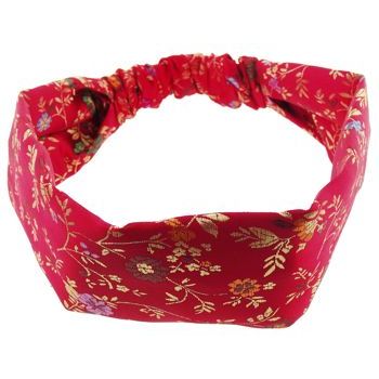 HB HairJewels - Lucy Collection - Soft Oriental Satin Like Headband - Red- 2 3/8inch