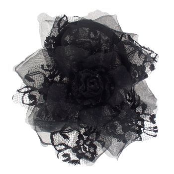 Medusa's Heirlooms - Chiffon & Lace Flower Pony - Black