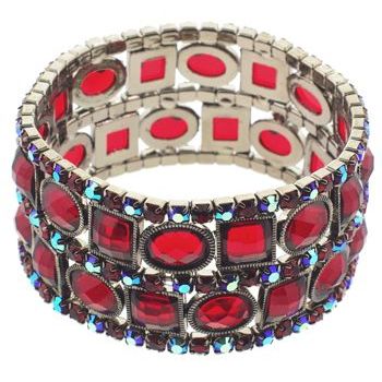 Medusa's Heirlooms - Swarovski Art Deco Expandable Bracelet w/Red Stones