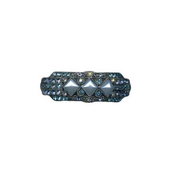 Medusa's Heirlooms - Art Deco Automatic Barrette - Gem & Opaque - Blue