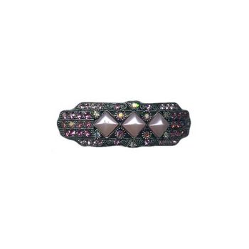 Medusa's Heirlooms - Art Deco Automatic Barrette - Gem & Opaque - Pink