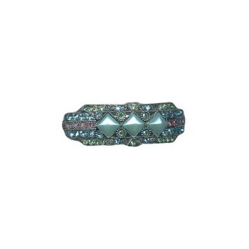 Medusa's Heirlooms - Art Deco Automatic Barrette - Gem & Opaque - Turquoise