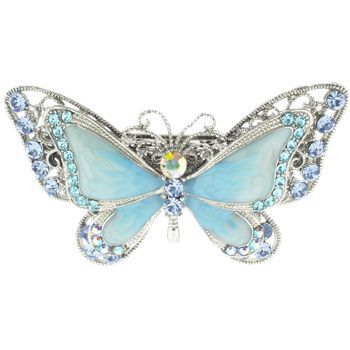 Medusa's Heirlooms - Enamel & Swarovski Crystal Automatic Barrette - Blue (1)