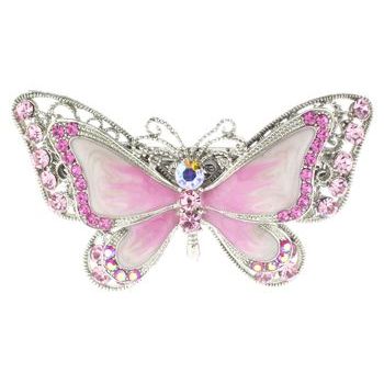 Medusa's Heirlooms - Enamel & Swarovski Crystal Automatic Barrette - Pink (1)