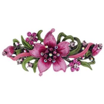 Medusa's Heirlooms - Large Hibiscus Enamel Automatic Barrette - Fuschsia (1)