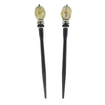 Mei Fa - Hairstyx - Greenstone - Short Hairsticks - (Set of 2)