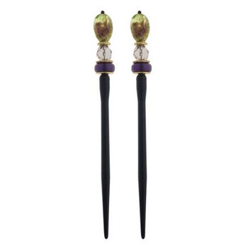 Mei Fa - Hairstyx - Lily Green - Short Hairsticks - (Set of 2)