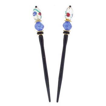 Mei Fa - Hairstyx - Skip Clear/Blue - Short Hairsticks - (Set of 2)