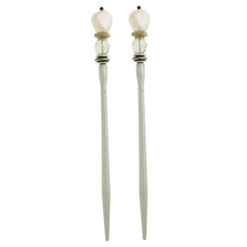 Mei Fa - Hairstyx - Tempt - Long Silver Hairsticks - (Set of 2)