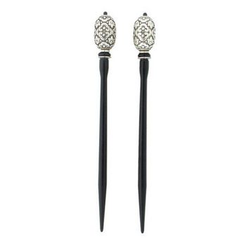 Mei Fa - Hairstyx - York Silver - Long Hairsticks - (Set of 2)