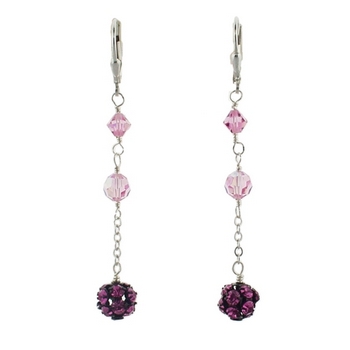 Michele Busch - Earrings - Set of Two Stilletto in Pink Swarovski w/Ball & Chain