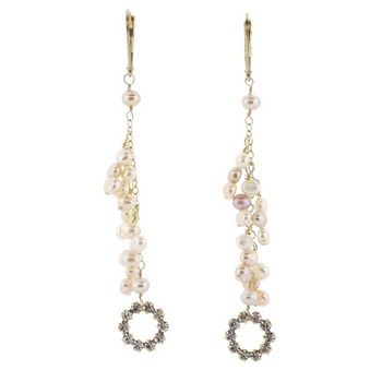 Michele Busch - Earrings - Set of Two Stilletto w/Fresh Water Pink Pearl Dangles & 24kt Gold Fill (1 Set)