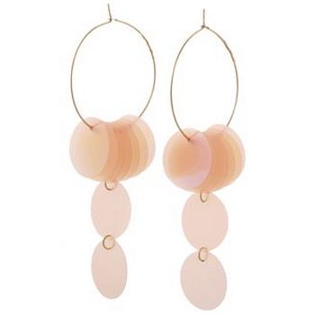 Michele Busch - Earrings - Set of Pink Paillettes & Gold Hoops