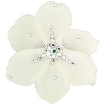 Michelle Roy - Large Magnolia Clip - White Cream w/White & White AB Swarovski Crystals (1)