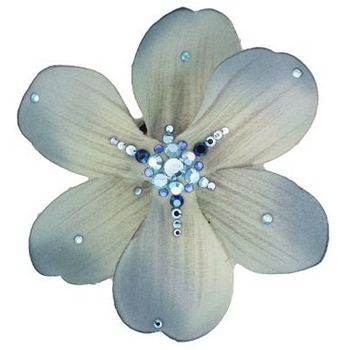 Michelle Roy - Large Magnolia Clip - Light Blue w/Swarovski Crystal Accents