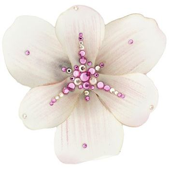 Michelle Roy - Large Magnolia Clip - Cream w/ Light Pink & Light Topaz Swarovski Crystal Accents