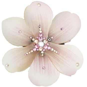 Michelle Roy - Large Magnolia Clip - Light Pink w/Petal Pink & White Swarovski Crystals (1)